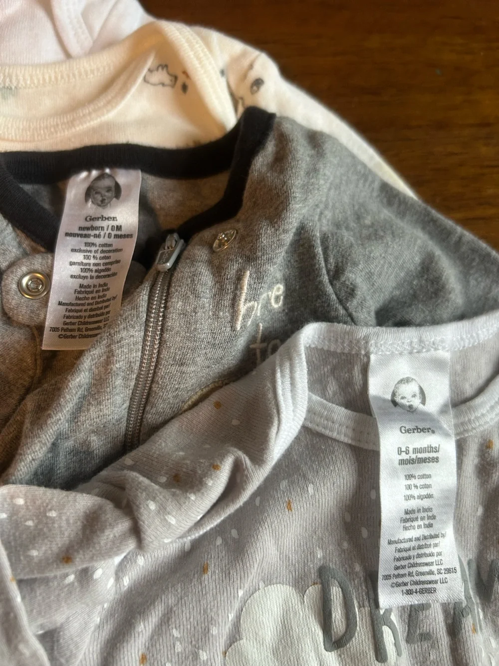 Gerber four bodysuits